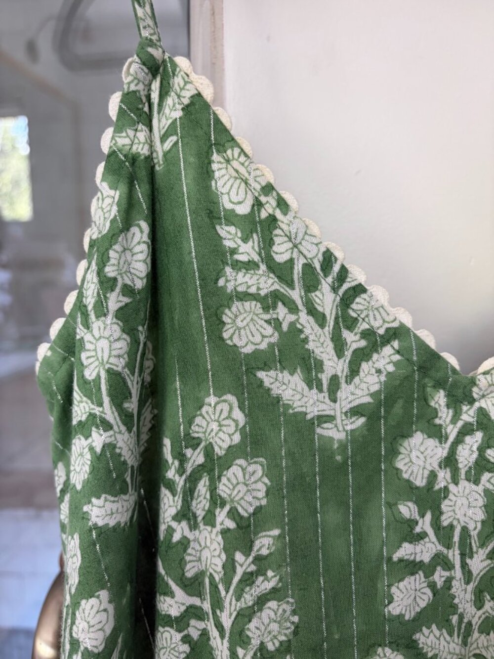 Juliet Dunn London 1 Green White Floral Maxi Sundress Spaghetti Strap - Picture 2 of 3